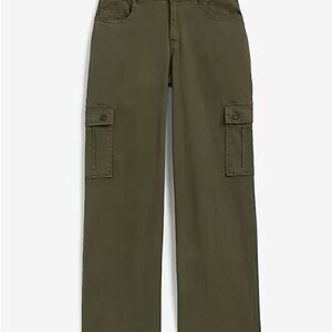 Express Women's Khaki Straight Leg Cargo Pants